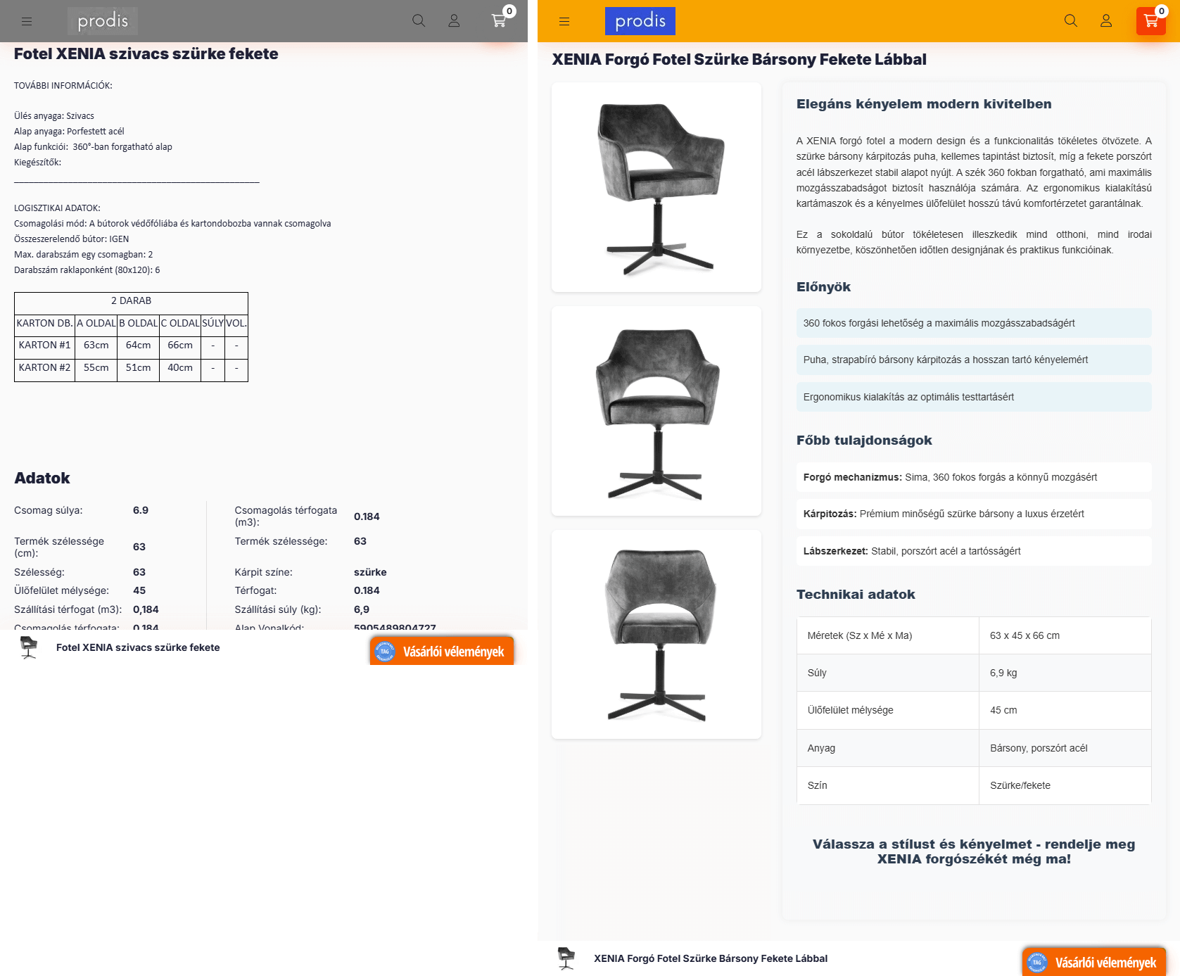 Before/After comparison 4: Machine translation vs. Lexura AI generated, perfect quality product page